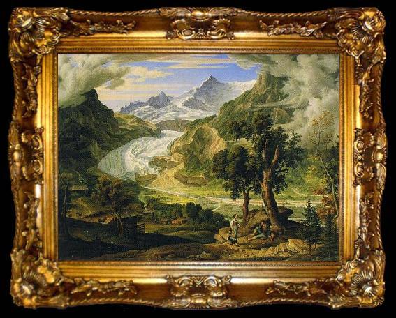 framed  Joseph Anton Koch Grindelwald Glacier in the Alps, ta009-2